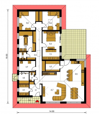 Image miroir | Plan de sol du rez-de-chaussée - BUNGALOW 161